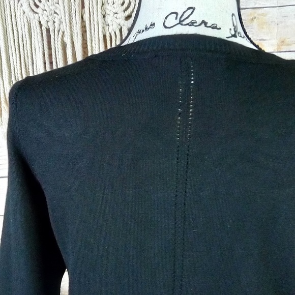 Milly | Black Wool Eyelet Layered Effect Crew Neck Pullover Style Sweater Top - Picture 5 of 8